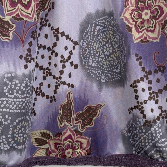 Vtg Xhilaration Womens Medium Y2K Babydoll Floral Satin Crochet Trim Cami Purple - Picture 5 of 8